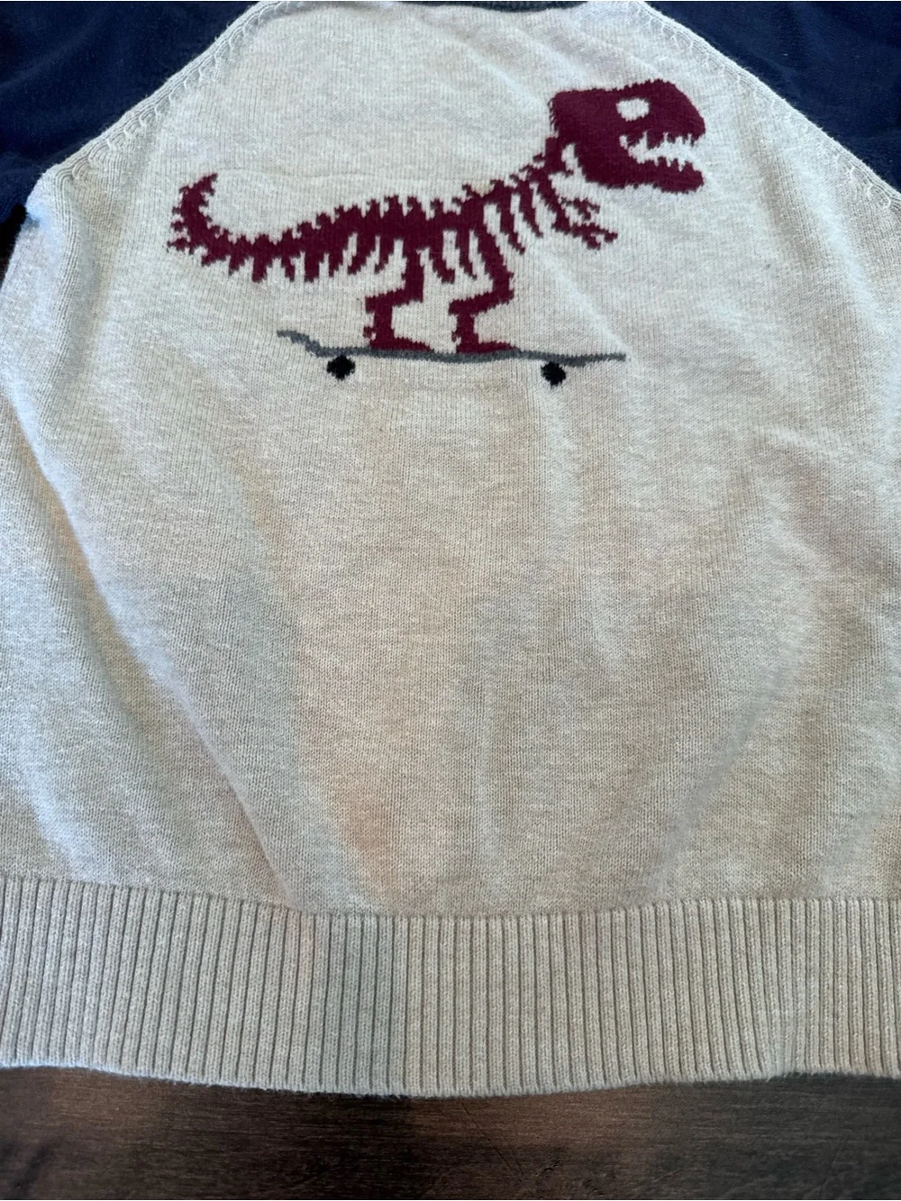 💜3/$15 The Children's Place Boys Dinosaur Skeleton Skateboard Sweater Raglan 4T